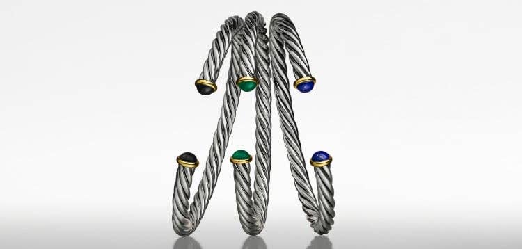 Three David Yurman cable bracelets for men.
