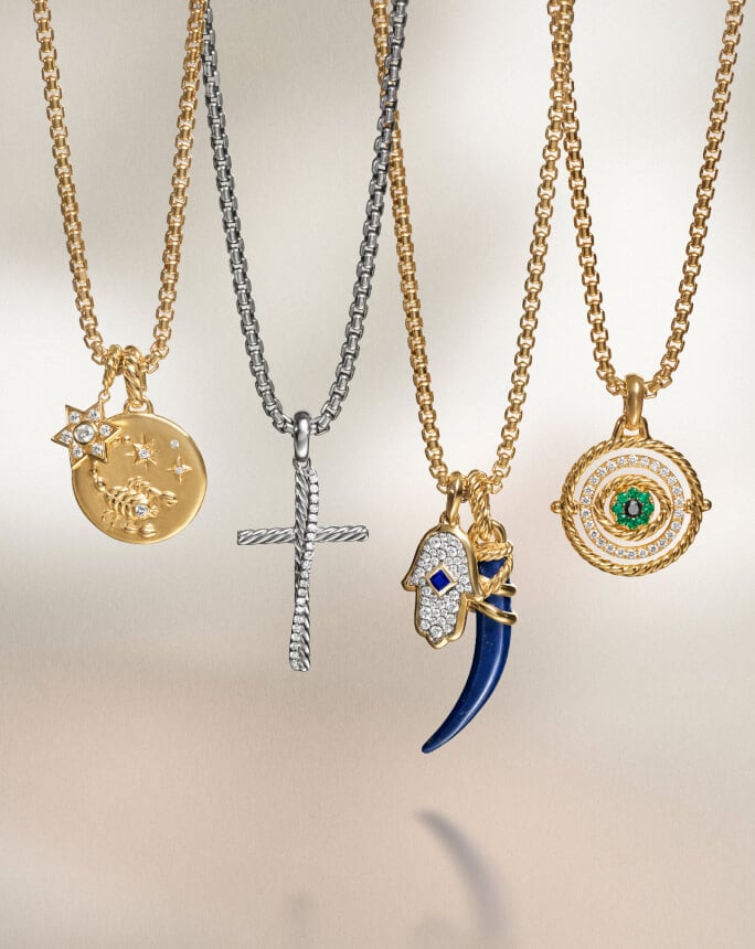 David Yurman amulets on chains for women.