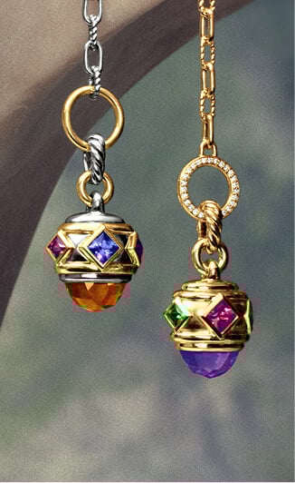 Two David Yurman David Yurman Renaissance amulets on chains.