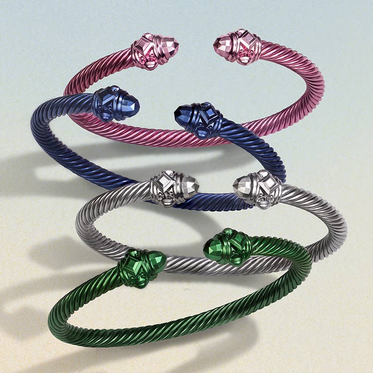 An image of 4 colorful aluminum renaissance bracelets.