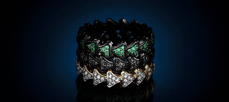 Trois&nbsp;bagues Armory de David&nbsp;Yurman.