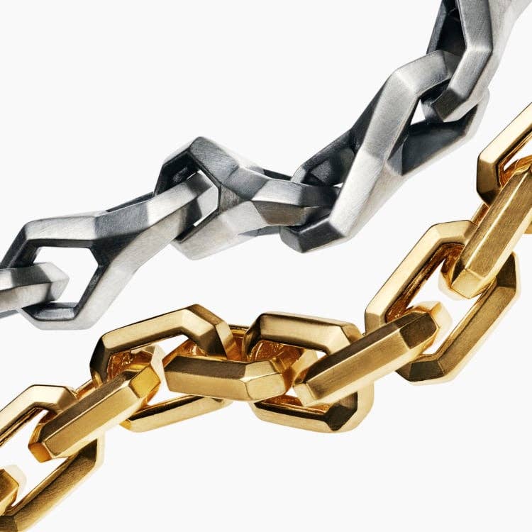 David Yurman men's chains in gold and silver.