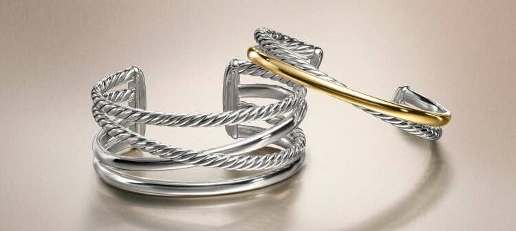 Two David Yurman Crossover bracelets.