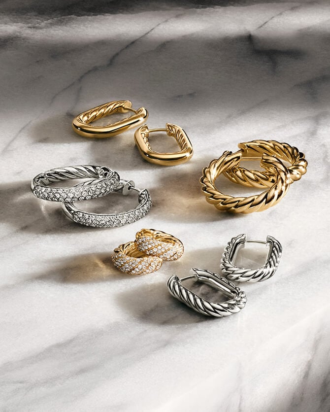 David Yurman hoop earrings.