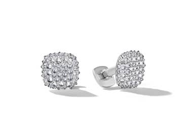 Shop reverse set pave diamond cuff links.
