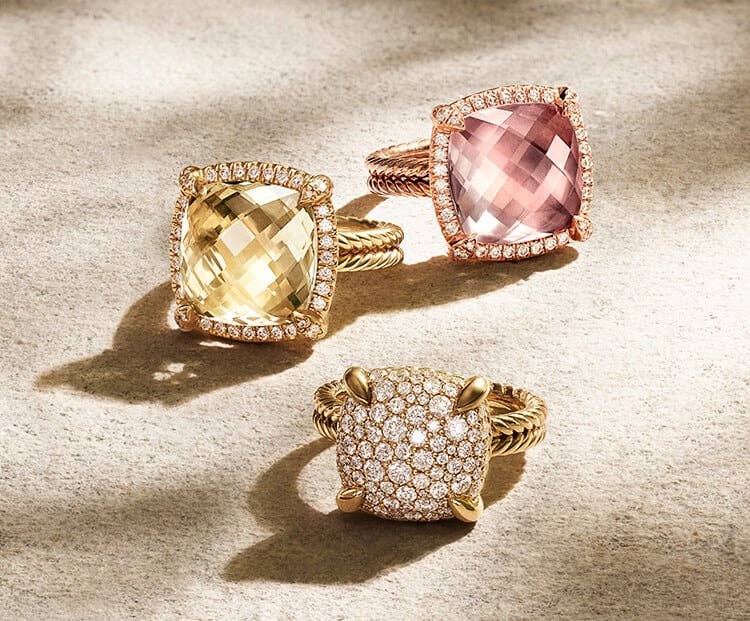 An image of 3 statement Chatelaine rings.