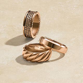 Three David Yurman rings in Rose Gold. 