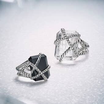 Two David Yurman Cable Wrap Rings in Sterling Silver.