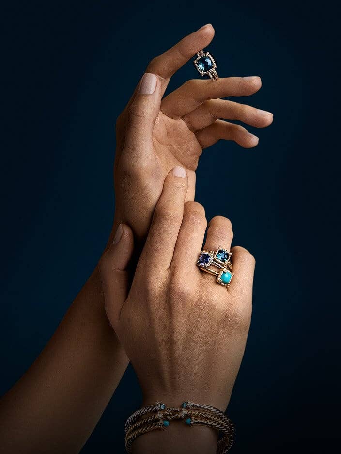 Stack of David Yurman Birthstone Rings. 