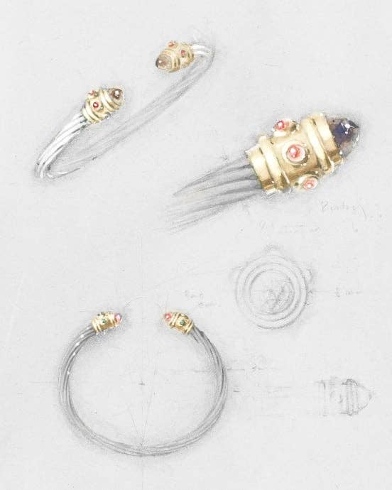 A sketch of a David Yurman's Cable bracelet.