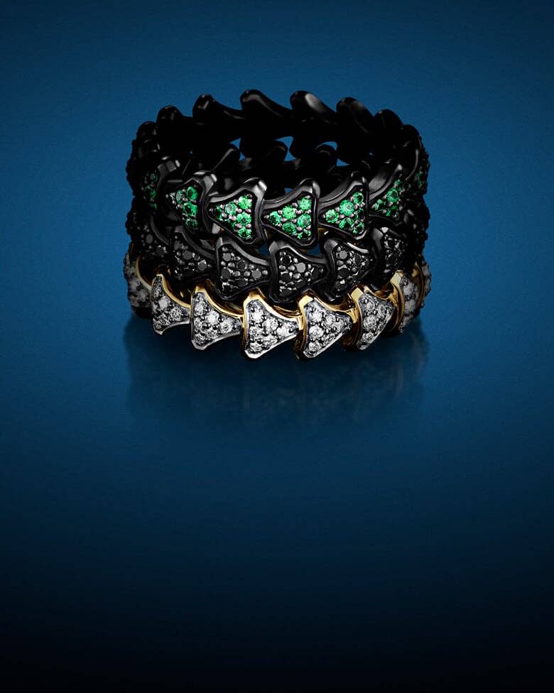 Three David Yurman Armory rings.