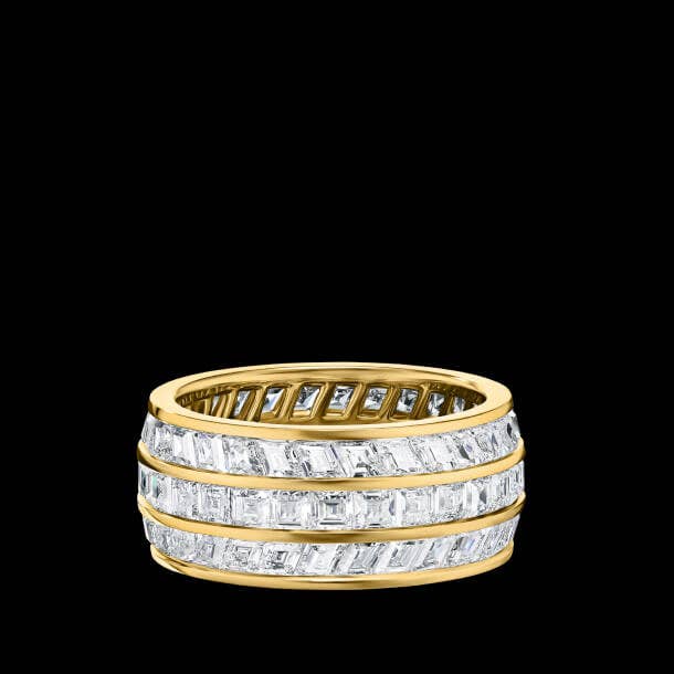 Shop Deco Three Row Band Ring in 18K Yellow Gold