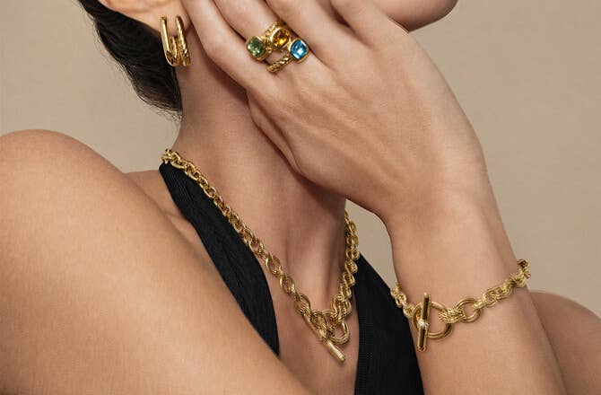 Model wearing David Yurman Mercer collection.
