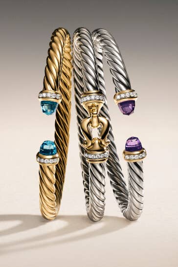 A mix of David Yurman women's bracelets. 