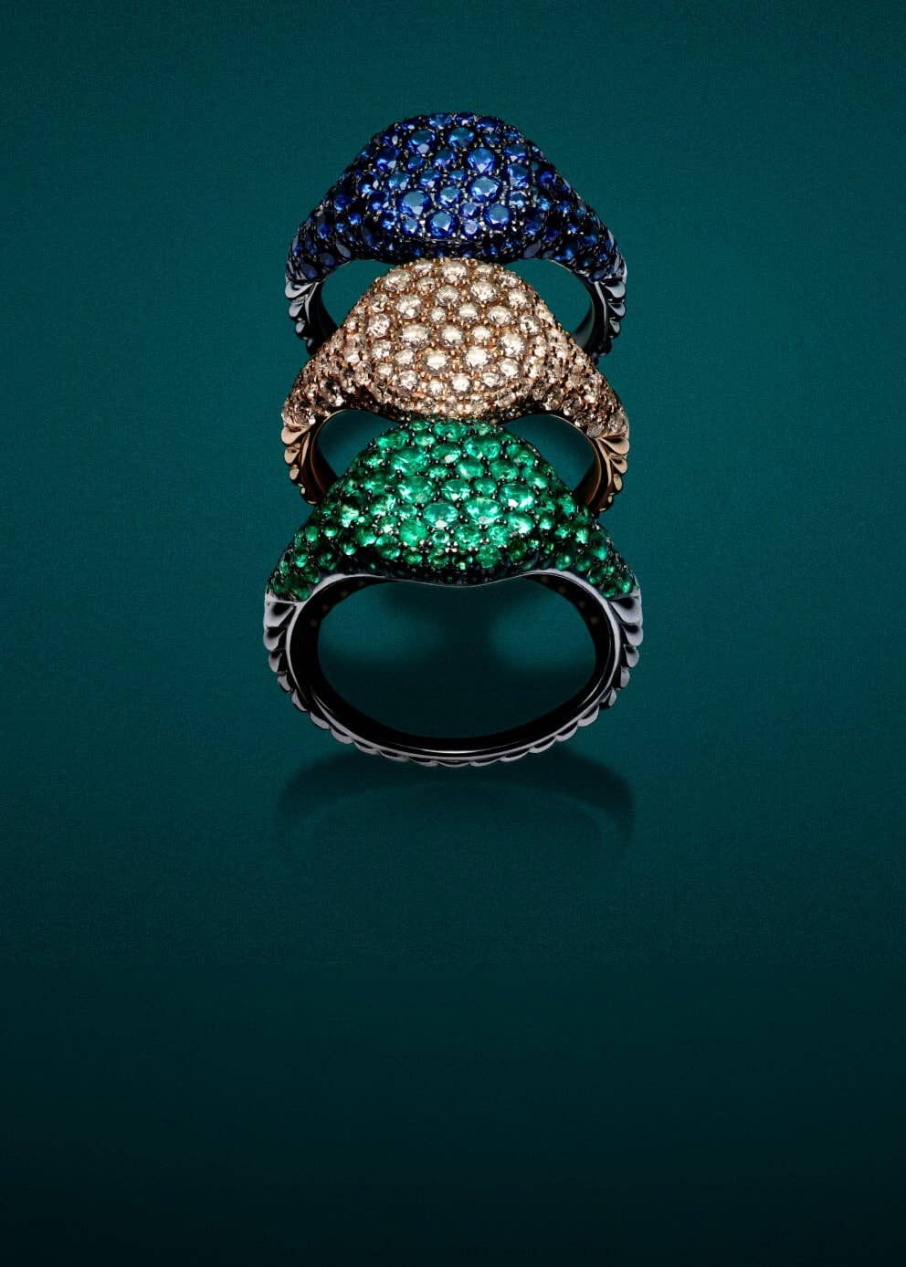 Three David Yurman Pav&eacute; Pinky rings. 