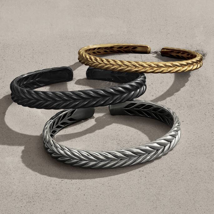 David Yurman Chevron bracelets.