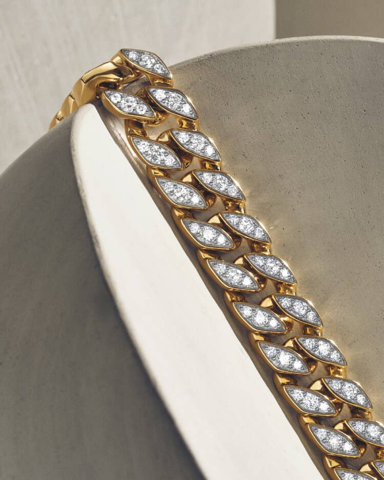 A David Yurman Curb Chain with pave diamonds.
