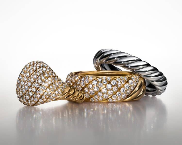 David Yurman Sculpted Cable rings.