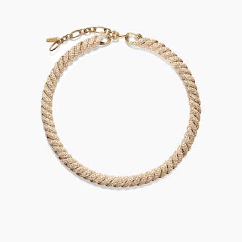 Sculpted Cable Necklace in 18K Yellow Gold with Diamonds, 8.5mm