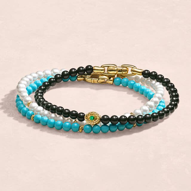 Bijoux Bead Bracelet with Turquoise and 18K Yellow Gold