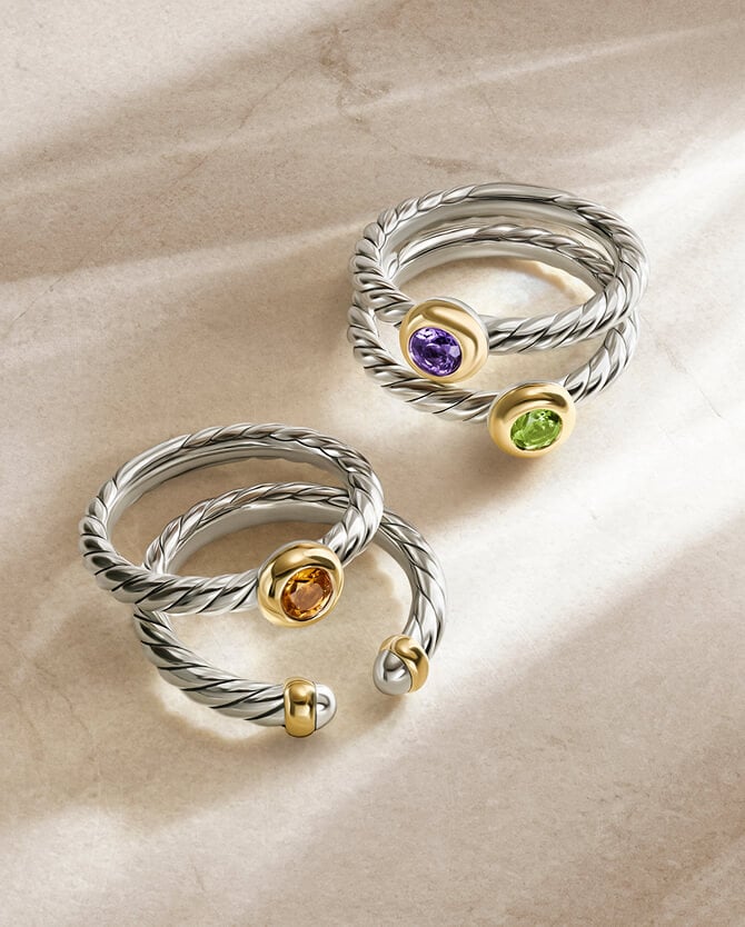 Four David Yurman rings.
