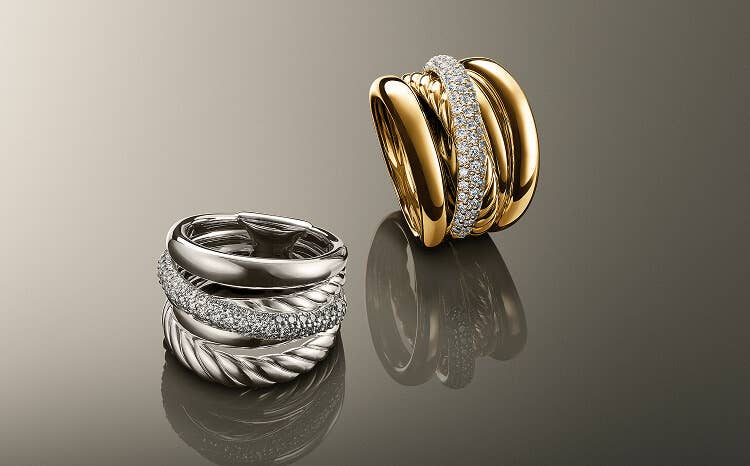 Two David Yurman Crossover rings.
