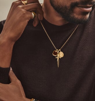 Model wearing Chevron jewelry