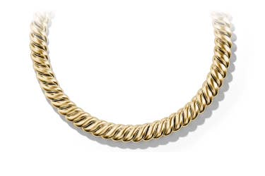Shop Sculpted Cable necklace in yellow gold.