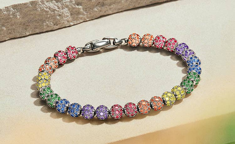 shop pavé rainbow spiritual beads bracelet.