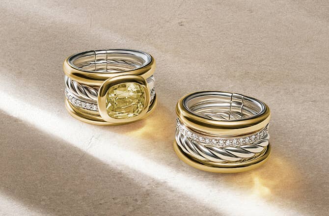 David Yurman Mixed Metal Rings With Gemstones