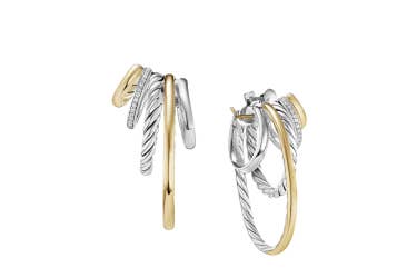 Shop DY Mercer Multi Hoop earrings in sterling silver and gold with diamonds.