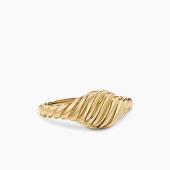 Sculpted Cable Micro Pinky Ring in 18K Yellow Gold, 7mm 