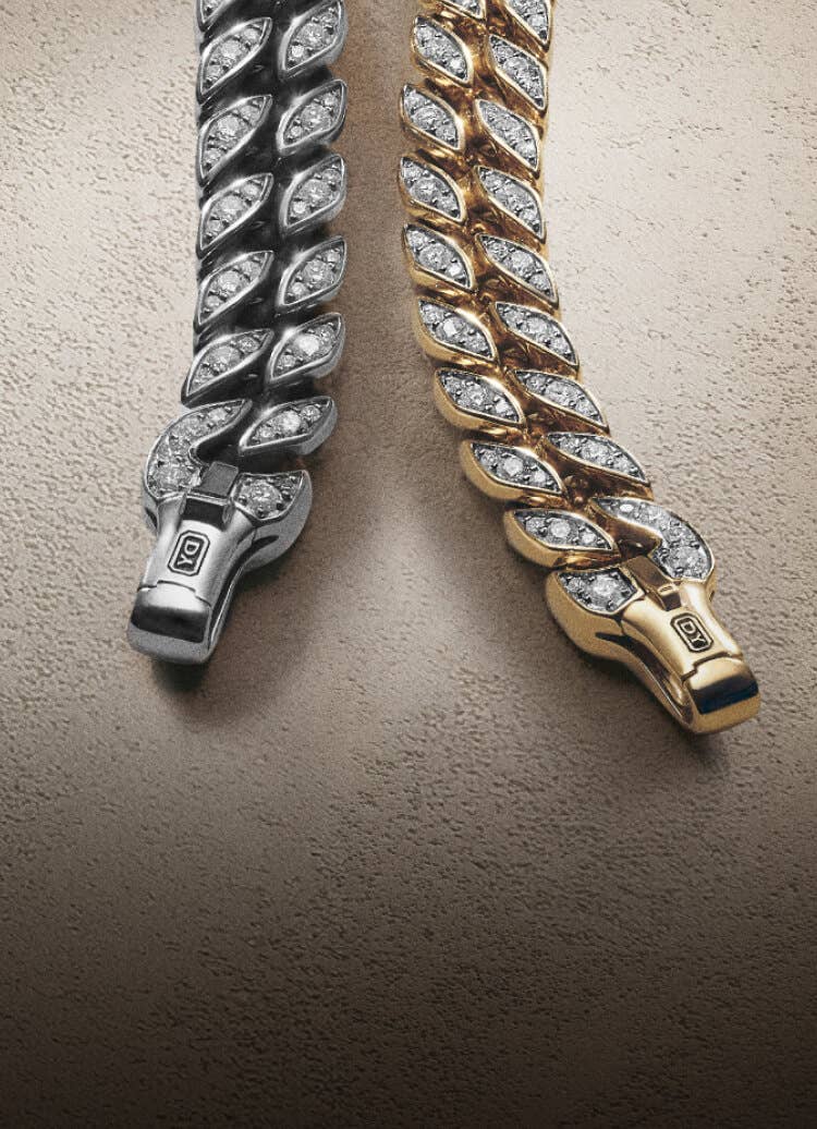 Two David Yurman Curb Chain bracelets.