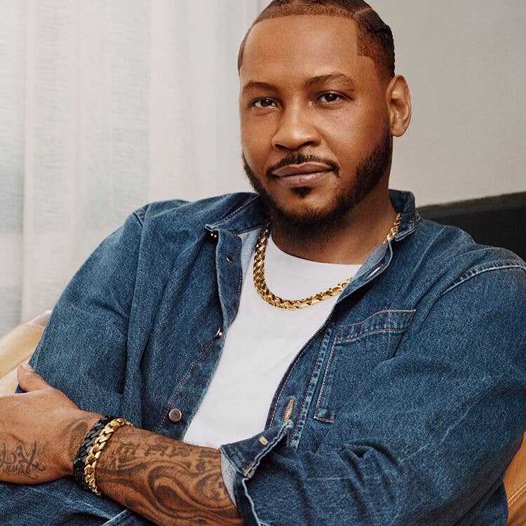 Carmelo Anthony wearing David Yurman jewelry.