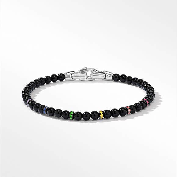 shop womens 4mm spiritual beads rainbow bracelet.