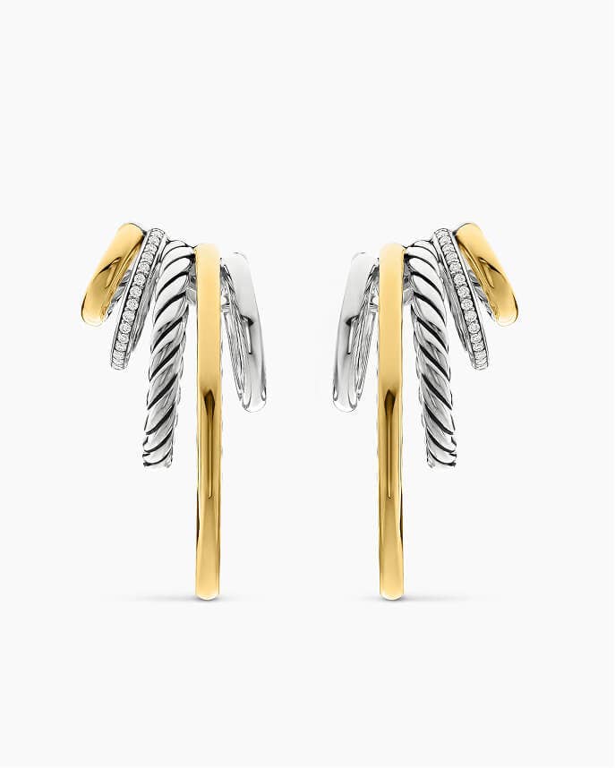 DY Mercer® Multi Hoop Earrings Sterling in Silver with 18K Yellow Gold and Diamonds,