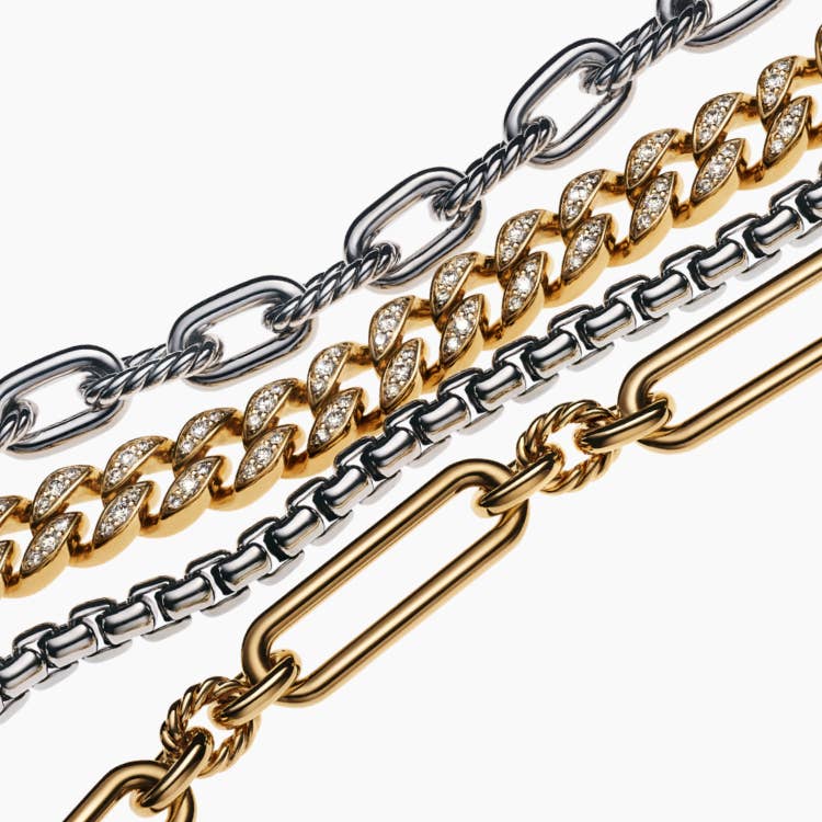 An image of David Yurman chain necklaces.