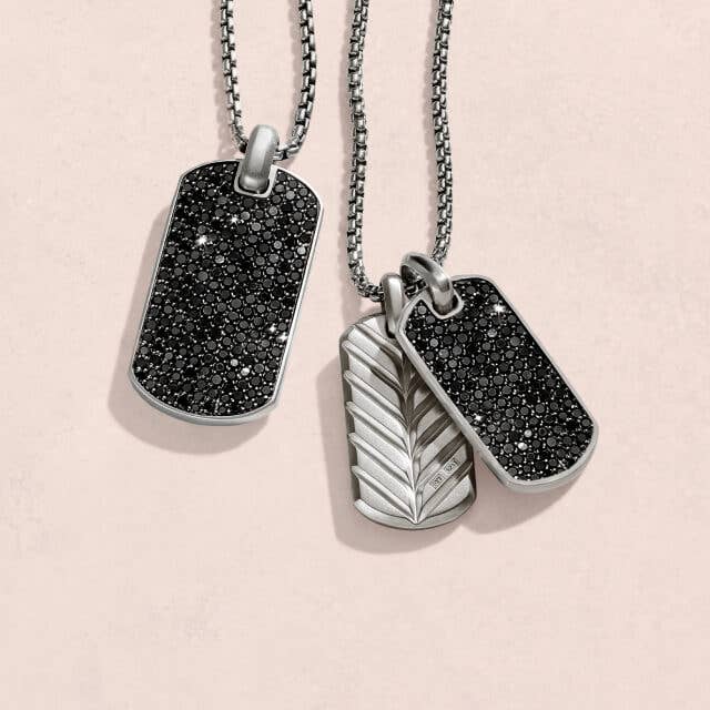 Three David Yurman Tag pendants witha and without stones.