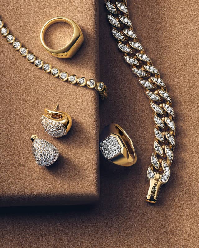 David Yurman gold and diamond jewelry.