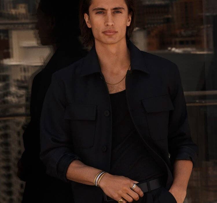 An image of James Turlington wearing David Yurman Sculpted Cable.