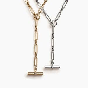 David Yurman Lexington Y Chain Necklace in Sterling Silver and gold.