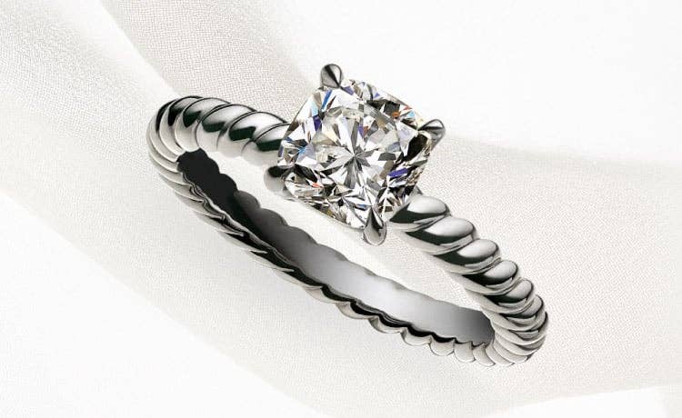 Petite Twist Diamond Engagement Ring in 14k White Gold (1/10 ct. tw.)