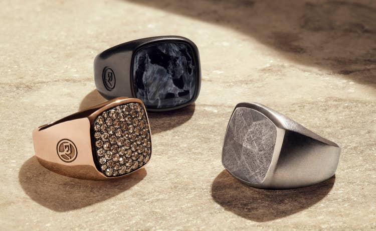 An image of three men's signet rings.