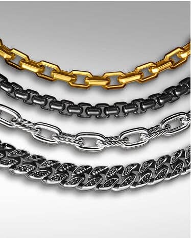 Four David Yurman necklaces for men.