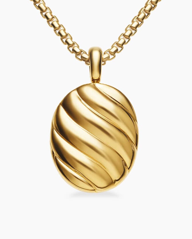 Sculpted Cable Locket in 18K Yellow Gold, 24mm