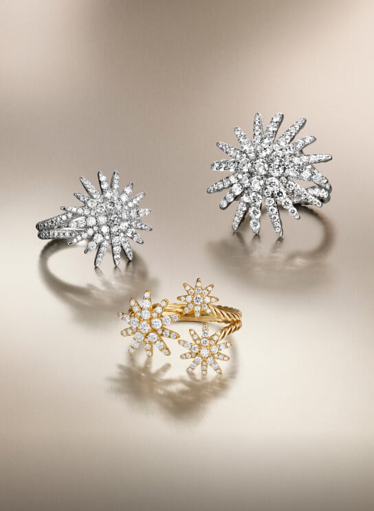 Three David Yurman Starburst rings.