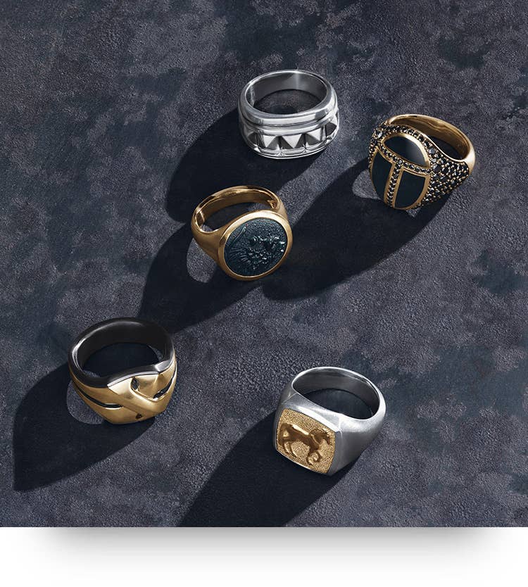 An image of mens signet rings.