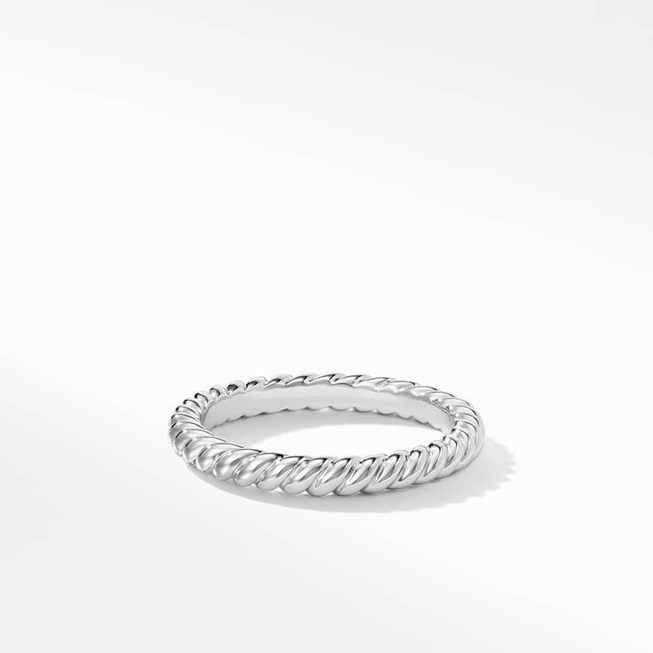 Shop womens DY Unity cable band ring in platinum.