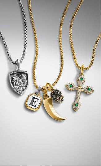 David Yurman amulets and pendants for men.