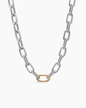 DY Madison Chain Necklace in Sterling Silver with 18K Yellow Gold, 11mm